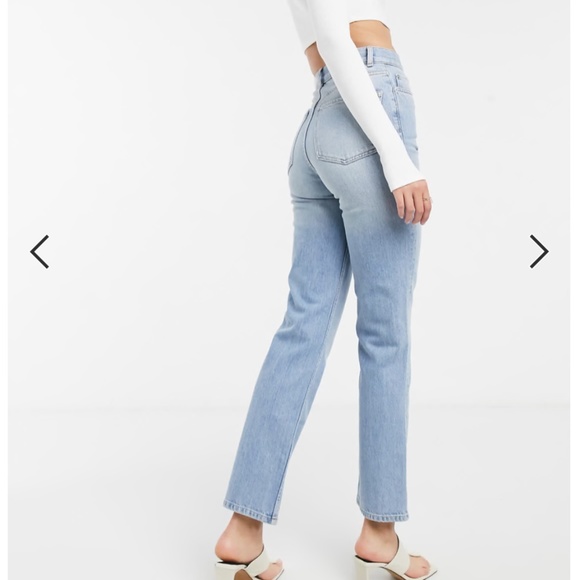 ASOS DESIGN Tall high rise 'slim' stretch straight leg jeans in lightwash - Picture 2 of 7